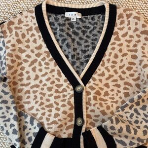 THML Leopard Print Cardigan Sweater - Black and Tan